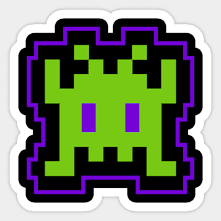 Green Cute Aliens Gaming 8 Bit Sticker